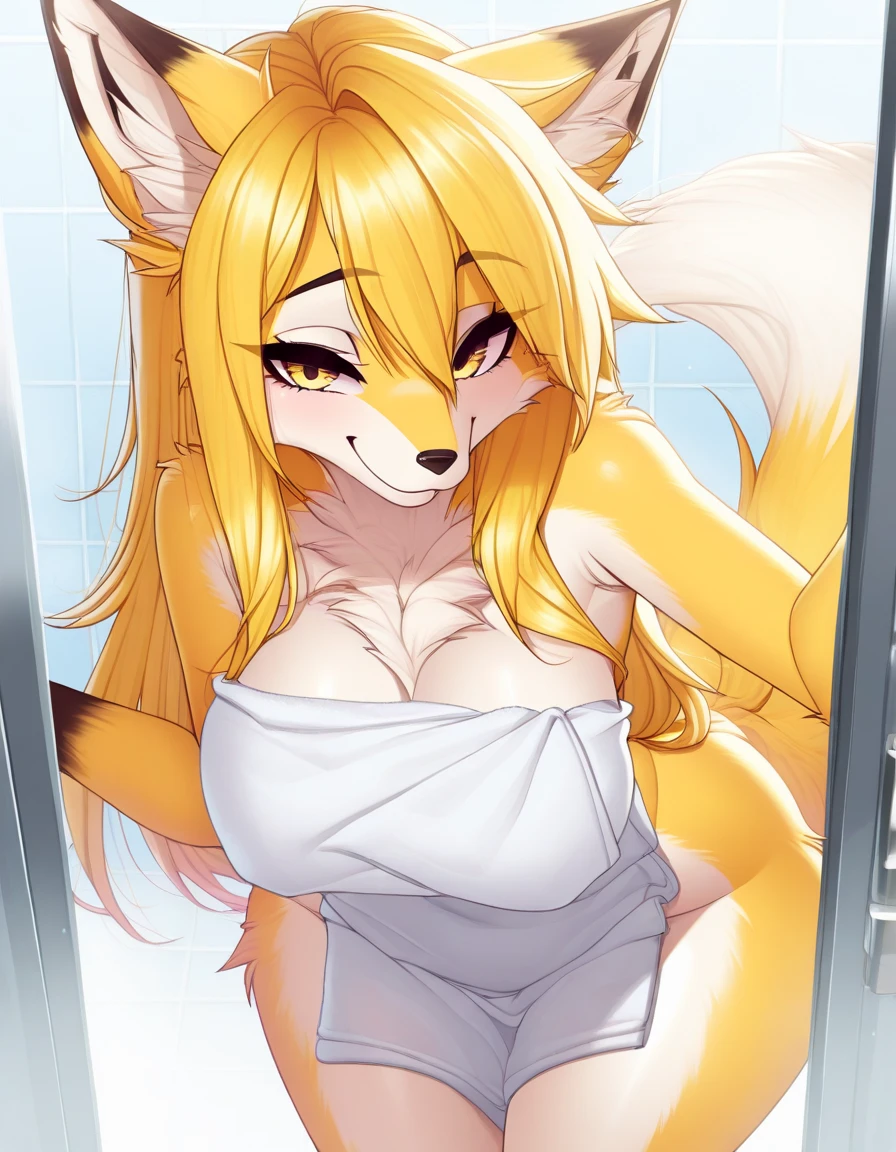 best quality,best resolution,(fluffy anthro furry :1.6),rabbit girl,small breasts,yellow rabbit ears,rabbit tail,yellow long hair,messy hair,yellow fur,pubic fur,neck fur,naked,soak hair,soak body,soak face,soak pussy,shower room,raining,water splash from shower on girl,water soaking sexy line,steam surrounded,looking at viewer,very hot,heavy breath,full face blush,naughty face,smile,open mouth,drool,close eyes,heart eyes,heart expression eyes,sexy light,light and shadow,upper body only,front view,plenty pussy juice,low angle,girl on top,fiercely sex,brutal sex,vaginal sex,straddle viwer,bend down,lean forward,two hands selfie