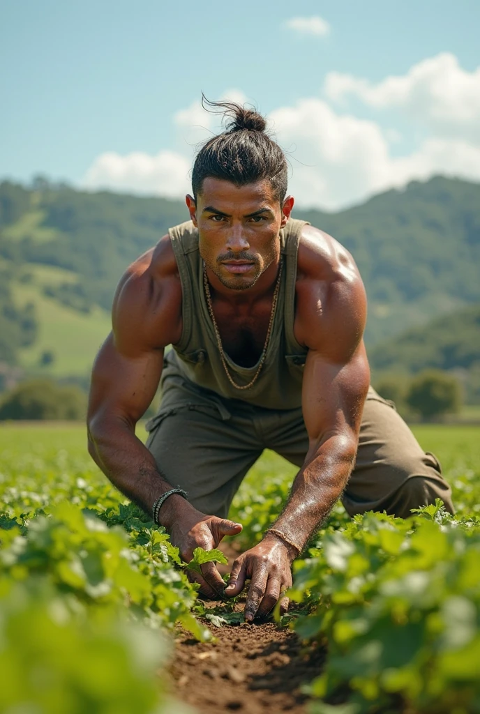 I want the image to be of a hallaca factory in front of it, there is a black man and he has a hallaca in one hand while he scratches the back of his neck with the other hand while it rains hallacas around him.