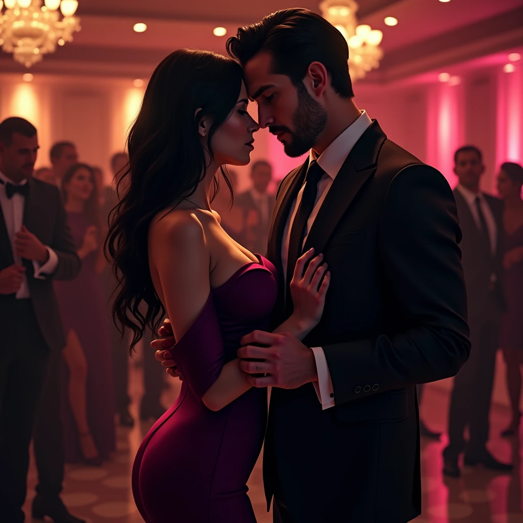 Handsome man in a nightclub watching a chubby Brazilian woman doing poly dance