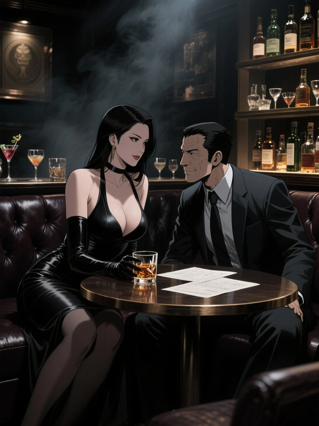 michelle dockery, jason butler harner jessica brown-findlay, harry lloyd are in the bar drinking and smiling