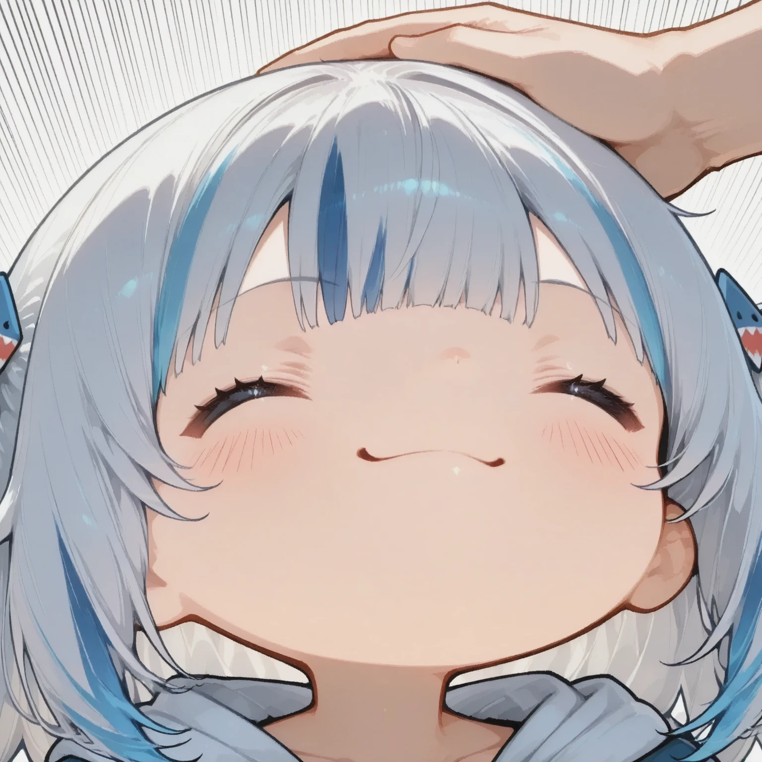 1girl\(Gawr Gura\), 1other, t costume, blue hair, white hair, multicolored hair, streaked hair, blunt bangs, two side up, hair ornament, shark hair ornament, blush stickers, chibi, smug expression, closed eyes, hand on another's head, headpat, portrait, transparent background, virtual youtuber,
BREAK,ray tracing, UHD, retina, masterpiece, accurate, anatomically correct, textured skin, super detail, high details, high quality, best quality, highres, 1080P, HD, 16k

