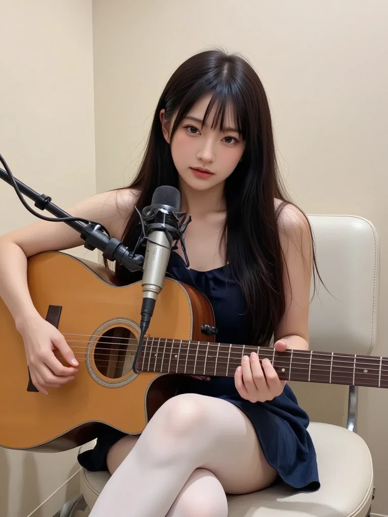 Highest quality Girl in underwear holding a guitar