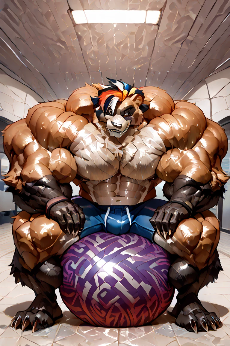 Glamrock overly muscular adult Freddy totally naked wearing a small white towel on his waist wet sitting inside a steamy sauna with one of his legs raised on the seat with a sexy and flirtatious self-confident look