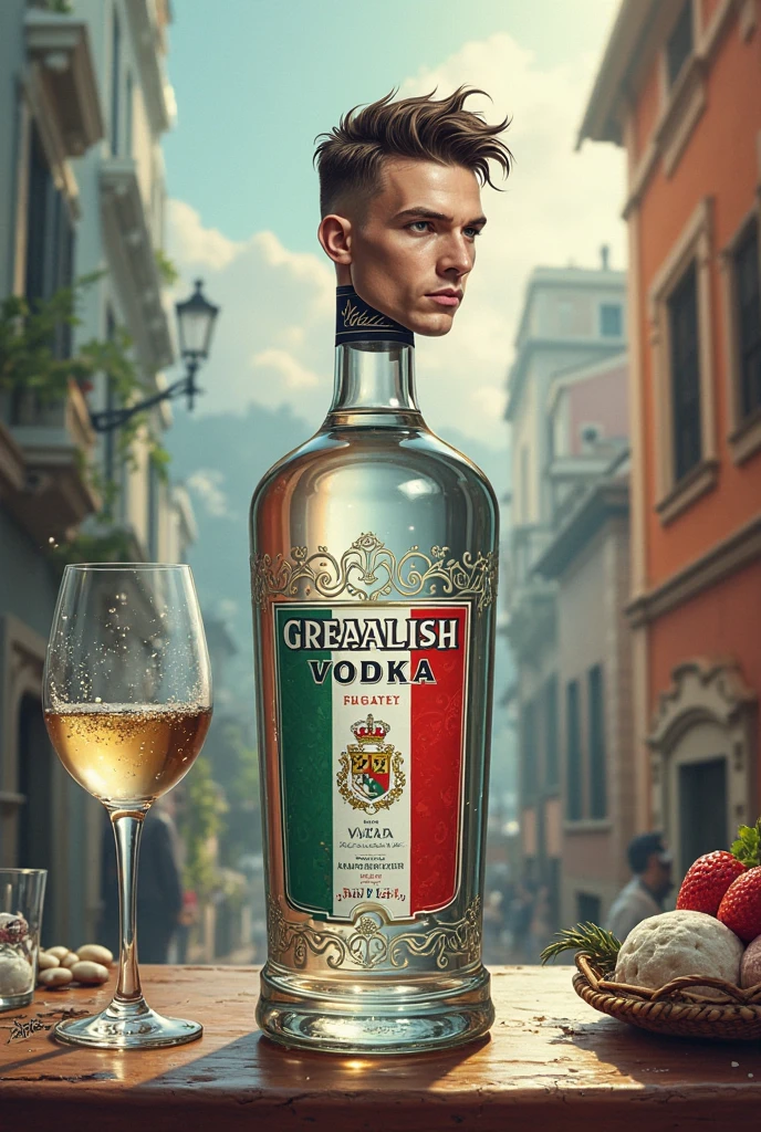 painting of a 45-year-old man in a suit and tie sitting at a table with a glass of wine, Victor Charreton, Victor Oliva, inspired by Egon von Vietinghoff, inspired by Philippe Veit, inspired by Vincent Lefebvre, inspired by Victor Oliva, advertising splash valve, Otto Schmidt, wine label, Victor