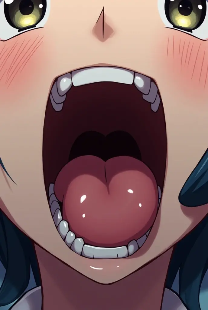 giantess artwork、woman、mouth、mouth内が見える、Teeth are visible、Sticking out tongue、Licking a little person、Giant girl illustration、