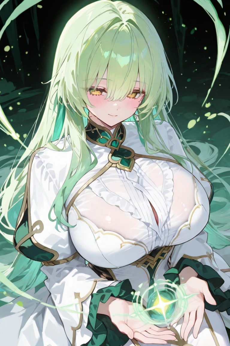 (((One Girl,Transparency,,Green wolf hair))),
((Huge breasts,Animal ears,Cat's Tail)),
Wet and risqué machine suit,Big thighs,Sweating profusely,Large amount of steam,
lure,first round,Purple string,Love scene,sit,