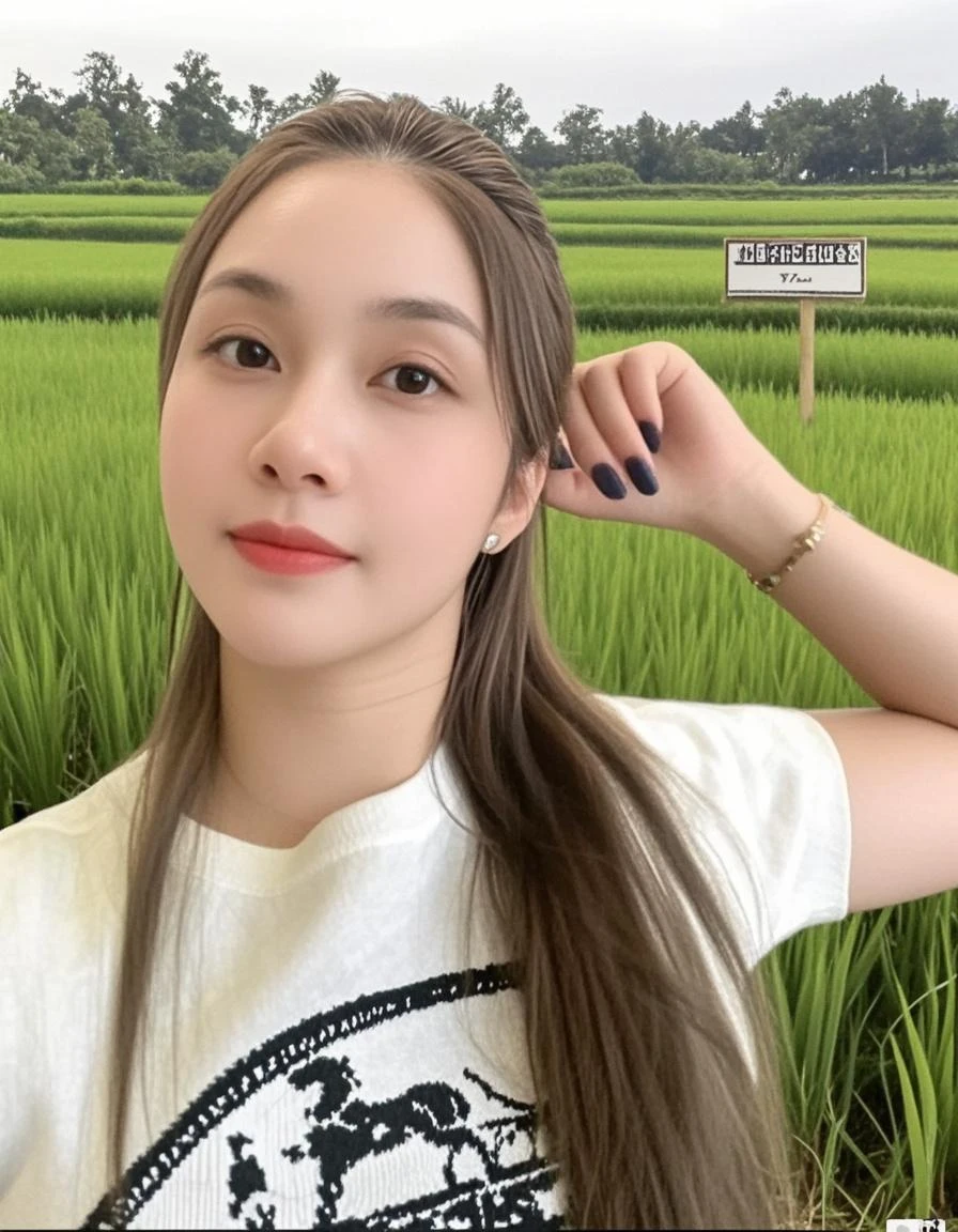 1girl, cute girl, beautiful detailed eyes, beautiful detailed lips, extremely detailed face, beautiful brown long hair, small waist, beautiful thighs, light brown shirt, short sleeves, pencil skirt, dark brown skirt, long socks, outdoor, natural lighting, soft focus, photorealistic, 8k, highres, masterpiece, ultra-detailed