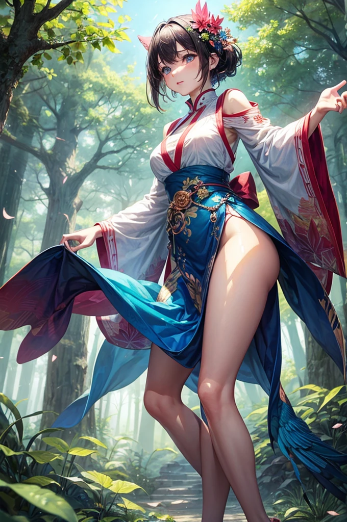Royal sister,swordsmen,Big sister type,Oriental women,gallant woman,Cold sass,Different styles,tmasterpiece,A high resolution,,Absolutely beautiful,,(Wide buttock:1.4),(Thick legs:1.4),are standing,exquisitedetails,A high resolution,Wallpapers,1female,独奏,,enchanted、Raised sexy, A cruel expression,ancient wind,Hanfu,,is wearing a shorts,Wear boots,Over-the-knee white cotton socks exposed,A piece of cotton socks is revealed from the cuff of the boot,embroidery, natural poses,standing on your feet, Fanning,16K,HDR,A high resolution,depth of fields,Bocoon,prime time,Vignette,rainbowing