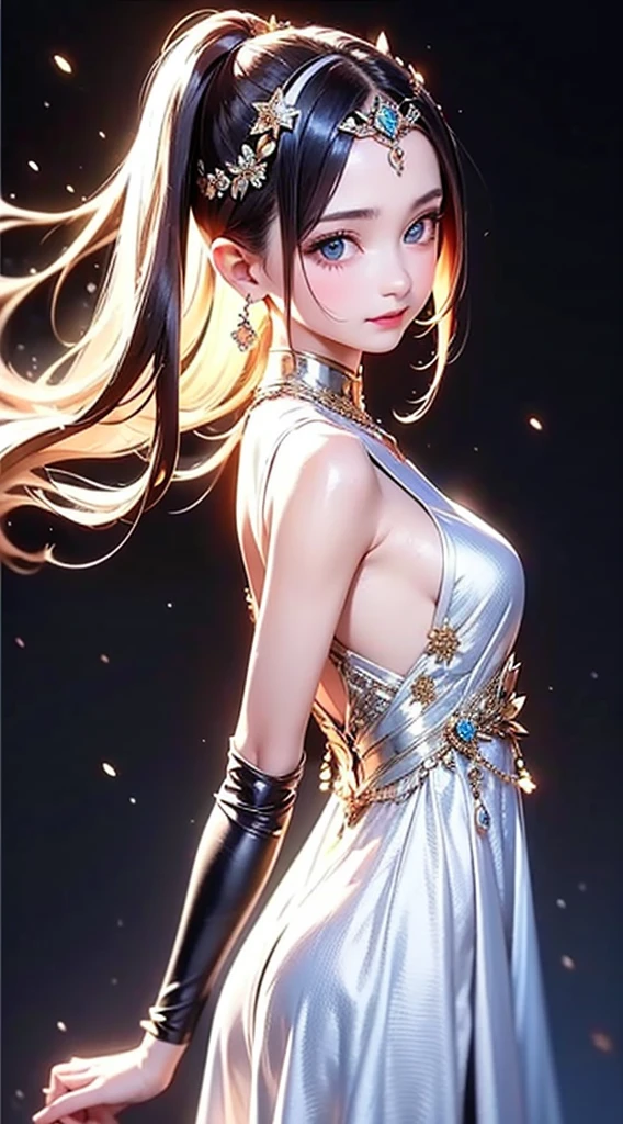 Best quality,tmasterpiece,A high resolution,
1girll, 详细的脸, (The upper part of the body:1.6), gradient backgrounds, Thick coating, rich details, (white dresses:1.2), (beaturiful body:1.4),