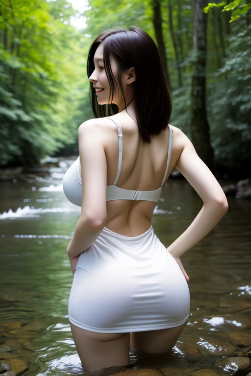 (Best Quality,8k,Absolutely beautiful:1.2)、(cute Japanese girls:1.8、A perfect woman),(((White blouses、T back)))、(Choppy:1.15),(Best Beauty Body)、(perfect anatomia、Beautiful limbs、Precise ass that looks like it's going to burst:1.7))、beautiful thigh、the clearest mystical art、Beautiful Glow、Darkness of the night、Clear black eyeusion with nature、Deep in the mountains of the primeval forest)、Professional filming、artistic、
