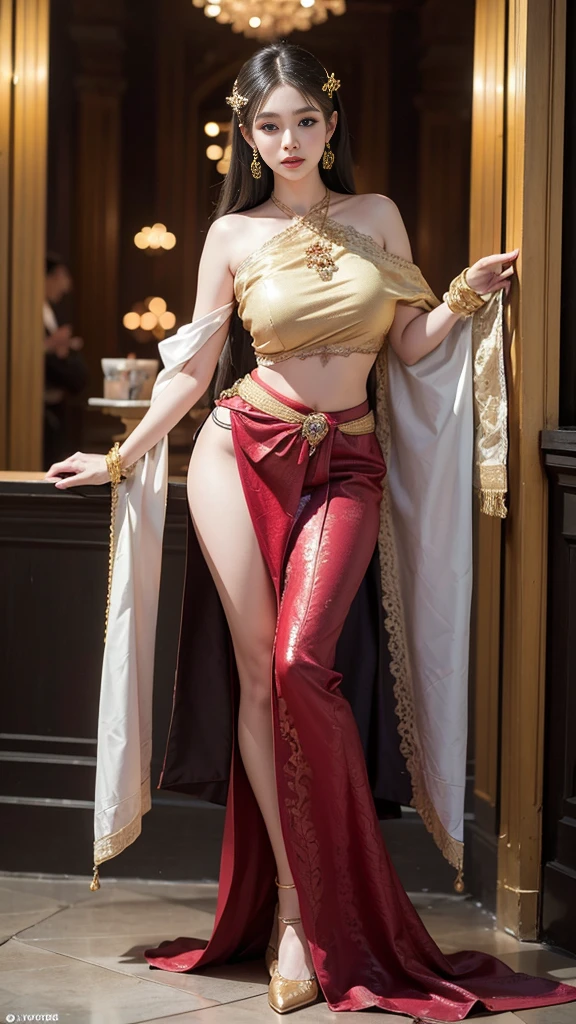 Moisturized skin, (Pink and bright eyes), (Looking down on people), Perfect body,
BREAK,
(Beautiful navel), (Side slit), (Epaulets), Cape, Crop top, Cloak,
BREAK,
(Super long hair), (Large gold and curved earrings: 1.2),
BREAK,
(((Masterpiece + Highest quality + High resolution + Very detailed))), (Full body: 1.2), Symmetrical, One shot,
BREAK,
(In the streets of Japan: 1.3),
BREAK,
(ONE PIECE), (Imada Mio: 1.4), (Boa Hancock: 1.3), ((Large snake)),