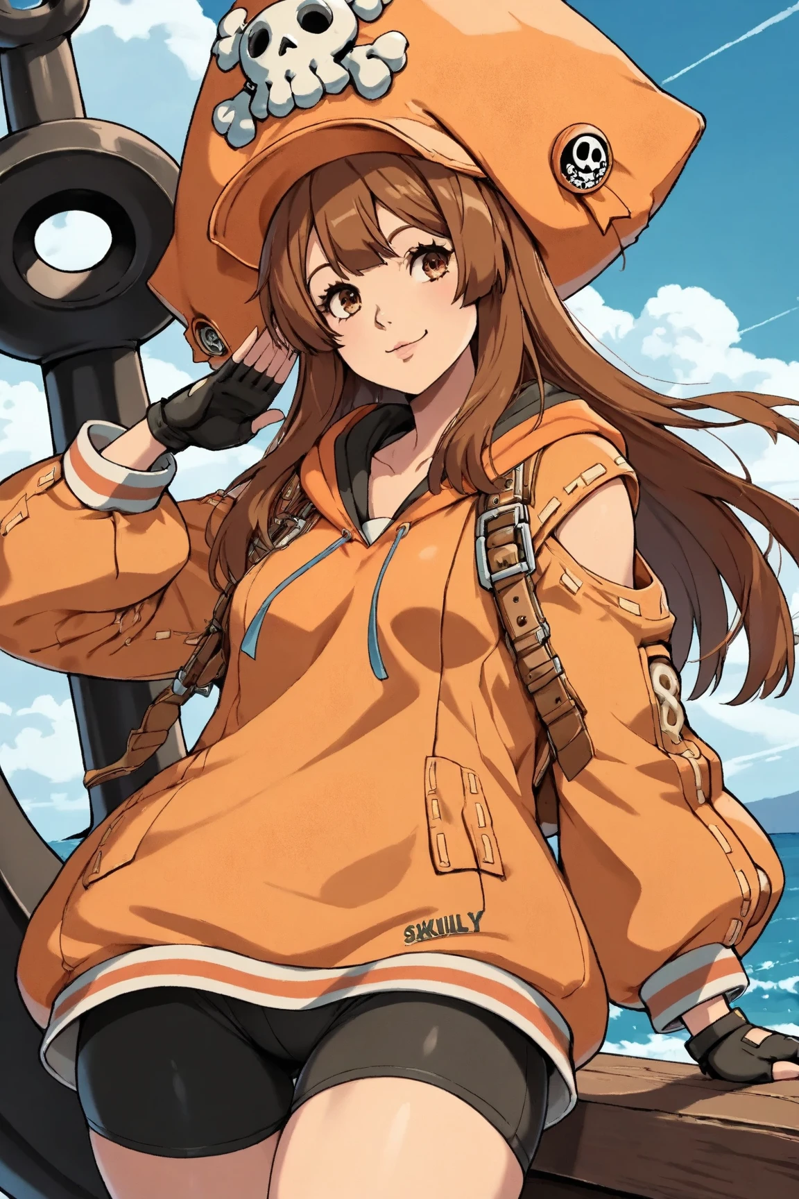 <lora:Melody_Pokemon:0.8> Melody_Pokemon, blue eyes, long hair, brown hair, smile, ocean, cliff, <lora:iono_outfit:1> iono_outfit, oversized clothing, jacket, yellow jacket, wide sleeves, sleeves past wrists, black shorts, grey pantyhose, boots, single leg pantyhose, thigh strap,, absurdres, ultra detailed, masterpiece, best quality, aesthetic, detailed,