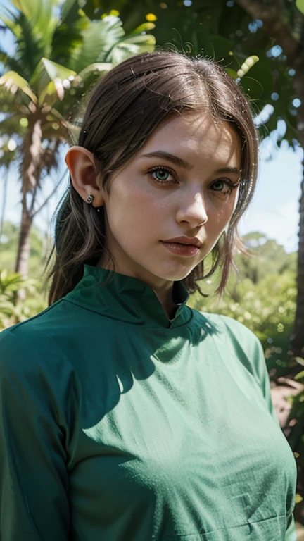 a beautifull girl in a deep forest in darkforest