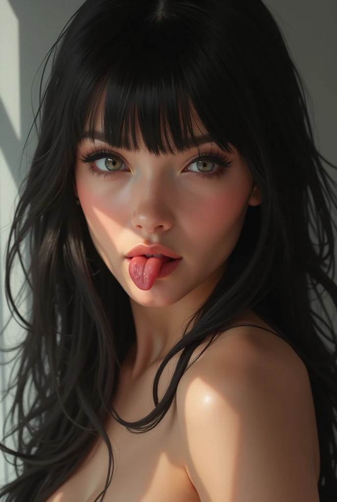 gigantic cleavage breasts,Expose body body,gigantic hip,underdressing,Small man's waist,Heavy makeup,Prostitutes,Pornographic,Take a look ,Heavy blush,Tempting,Black color hair,Yellow eyes,Stick out your tongue,roll eyes