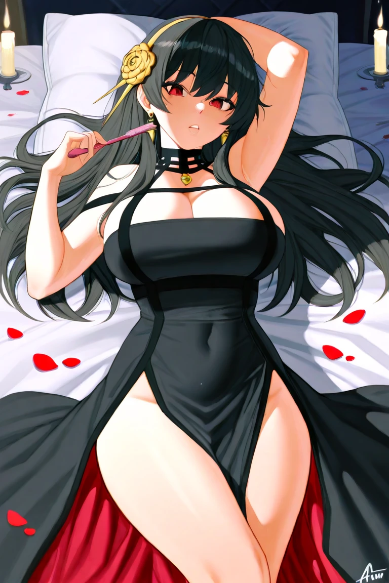 Saeko busujima, hotd, lencería, through dress, bedroom, pechos grandes