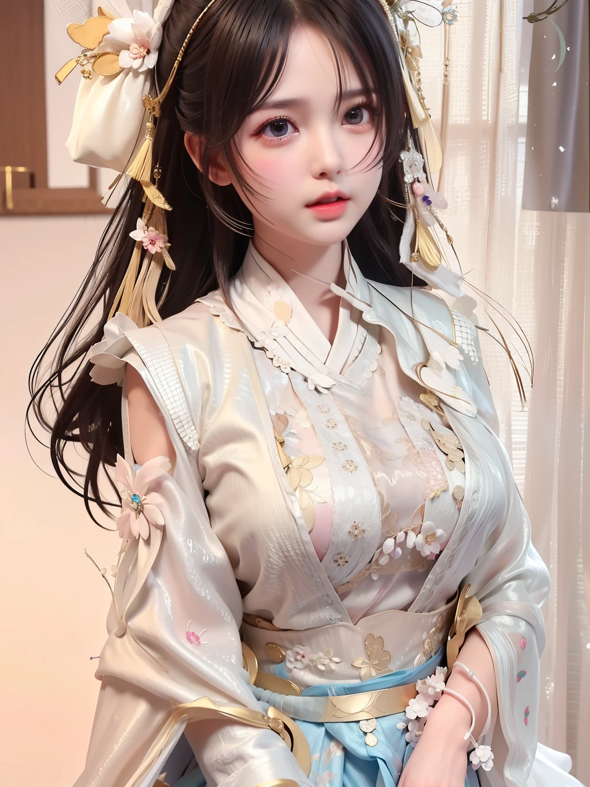((Halloween Party、Cute Chinese dress with slit:1.4)), ((masterpiece, highest quality, High resolution, 超High resolution, Perfect Pixel, Depth of written boundary, 4K, RTTX 10.0, High resolution))), (three adult women:1.3), Beautiful Anime Woman, (baby face, idle face), Beautiful art style, Anime characters, ((Long Hair, bangs, Dark brown hair, ponytail)), ((Beautiful eyelashes)), ((Detailed face, blush:1.2)), ((Smooth texture, Realistic texture, Anime CG Style)), Perfect body, Slender body, Exact finger count、Exact number of legs、Exact number of arms, (blush:1), (three women are standing, Looking Back, The women on either side are standing next to the woman in the center:1.2), Realistic, Slender body, highest quality, High resolution, Very detailed face, Perfect lighting, Extremely detailed CG, (Perfect hands, Perfect Anatomy), (Embarrassed expression), whole body, Angle from the rear, Looking Back, ((Tight waist:1.2)), (Small beautiful butt、Beautiful lower buttocks)、(Detailed legs、Beautiful feet、Thin thighs), Beautiful breasts, (Perfect Anatomy:1.3)、(Perfect hands)、(Detailed eyes and face:1.3, Professional photography techniques)、((Dynamic Pose))