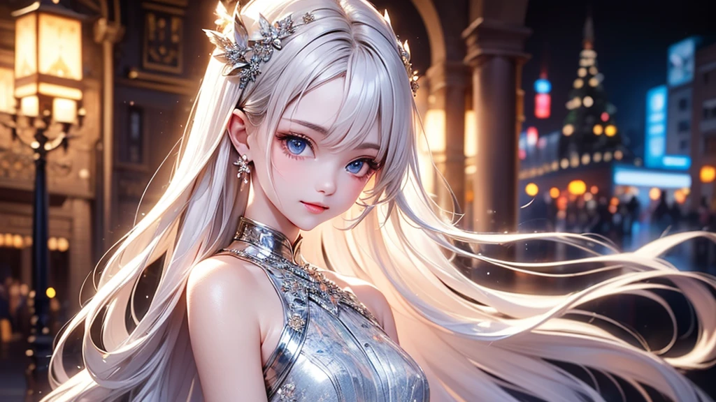 1girl, solo, silver hair, Surrealism, Futurism, Social realism, Realism, Hyperrealism, cinematic lighting, Fujicolor, first-person view, wide shot, Wide-Angle, Eye-Level Shot, 85mm, Nikon, Canon, Fujifilm, Sony FE, Sony FE GM, UHD, retina, masterpiece, anatomically correct, super detail, high details, high quality, award winning, best quality, highres, 1080P, HD, 4K, 8k