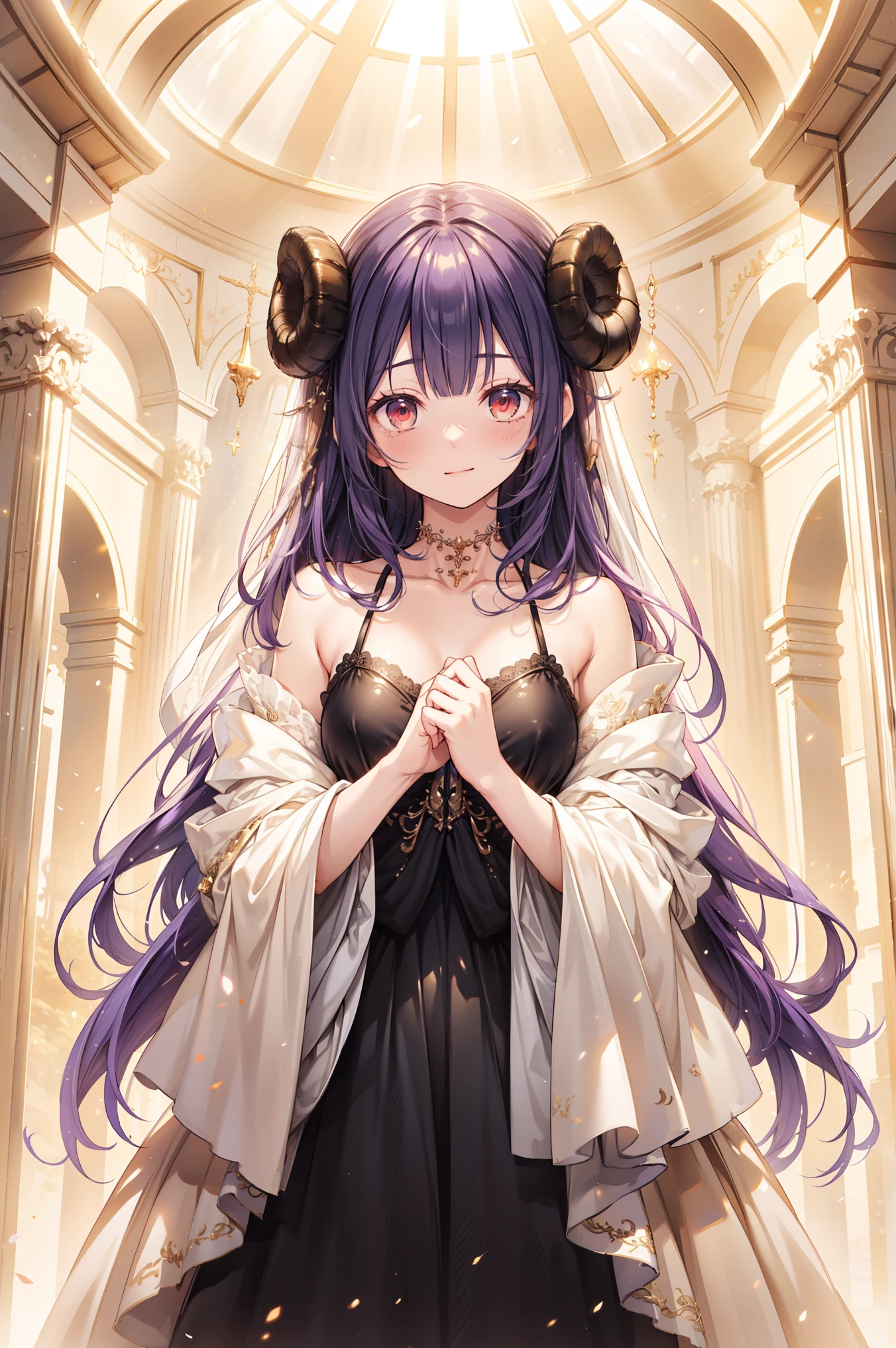 A in a black open dress with silver jewelry resembling runes or alchemical symbols. (((naked))), horns on the head. Snakes on their shoulders. Crescents surround the head with a halo. Her dark hair barely reached her shoulders. She was surrounded by a green glow, and her face was like that of a Greek statue, pale, beautiful, and eternally young. She also has green eyes. Full-length image. against the background of the night sky and the columns of the temple, between which the moon is visible.