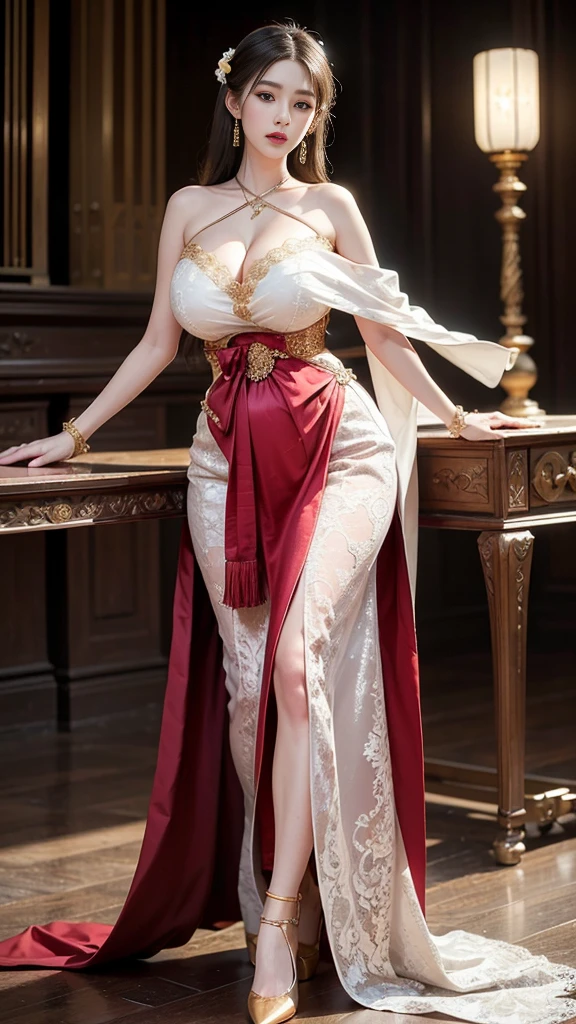 (best quality,4k,8k,highres,masterpiece:1.2),ultra-detailed,(realistic,photorealistic,photo-realistic:1.37), Punjabi,sexy,hot,cute, horny, 50 years old, big busty aunty, white-red colour, short tutu dress, long sexy black Ponytail hairstyle, full body structure, dancing, sexy pink room