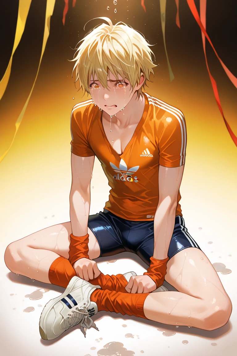 15-year-old boy、solo、（（Tied to a chair、Having an erection））Soccer uniform、Gag、Hands are behind your back、classroom、Rotor