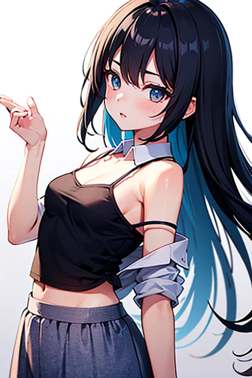 (masterpiece:1.3), (Best Quality:1.3), (Ultra-detailed:1.2), ((kawaii)), Cute, (lovely), ((sexy)), ((Extremely detailed)), 4K, (8K), Best Quality, (Beautiful), Illustration, anime style, (bold line:1.2), Gradation, looking at viewer, //, (bent down:1.1), (arms behind back), //, a cute girl, 1girl, (solo:1.2), gleaming skin, //, (flat chested), (Perfect eyes:1.2), (Perfect iris:1.2), //, darkblue hair color, (beautiful eyes) //, (half closed eyes:1.0), (sexual expression:1.2), Fascinated expression, smile, (blush:1.2), //, modern city background, on rock, twin tails, muscle girl, hard abs, exposed abs, NECKLACE, tight blouse, skirt