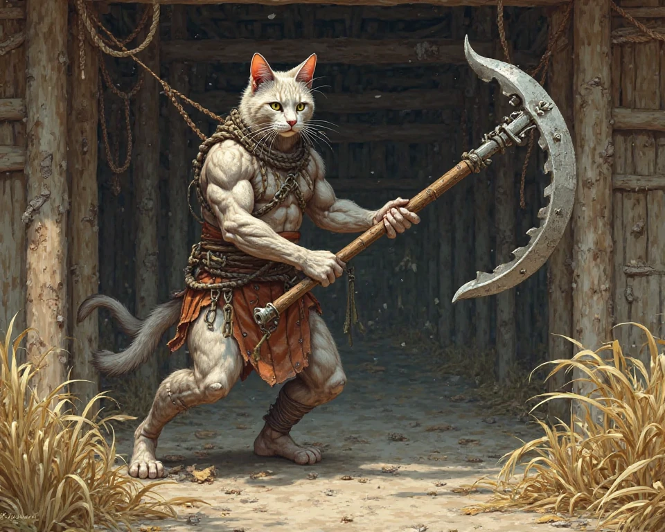 Solo Sexy young anthro furry rat male mercenary medieval solider, slim slim muscular, anthro handsome gay shorter muzzle, handsome gay model male apperance, sword scars, worn out leather skimpy armament, low on hips heavy leather belt, old very worn out skimpy dirty linen material jockstrap, old yellow dirty worn out stains on white sawn jockstrap, very visible "x" brown seam pattern on the jockstrap, studded skimpy armlets breastplate armor, skimpy breastplate, leather bondages, fingerless leather gloves, smelly unwashed furr, dirty body look, desert battlefield, standing in sexy fighting position, close view of full character