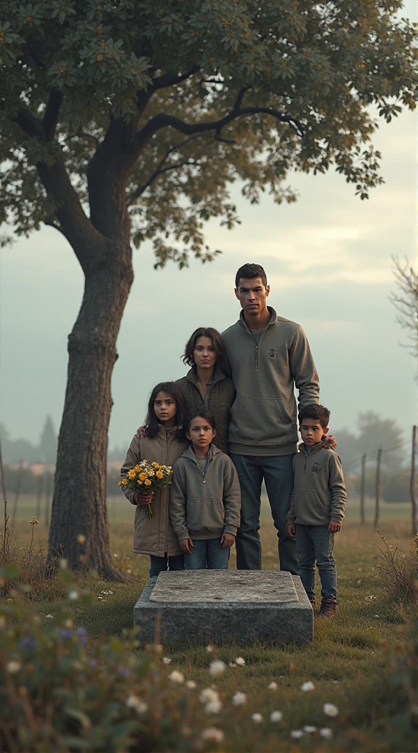 A family of 5 people at the end of the world, the mother is medium short, the father is medium, short, the oldest brother is tall, the sister in the middle is short, the brother is shortest.
