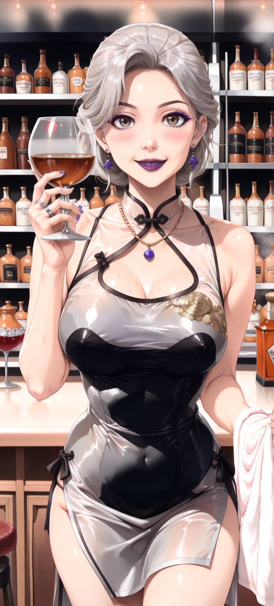 masterpiece, yor, 1girl, Amazing Cleavage:1.3, thin waist, big ass, Raised sexy, medium breast: 1.8 posed cleavage:1.2、solo, looking at viewer, open mouth, have a cup of coffee,black hair, red eyes, dress, bare shoulders, jewelry, collarbone, sidelocks, hairband, earrings, indoors, off shoulder, :o, sweater, arms behind back, plant, short hair with long locks, white hairband, off-shoulder dress, sweater dress, off-shoulder sweater, red sweater, big side hair, very long side hair,is rendered in (masterpiece: 1.2, best quality), with (ultra high resolution) and an exquisite (depth of field). This masterpiece is not only visually stunning but also tells, make of cake cooking ,in the kitchen
