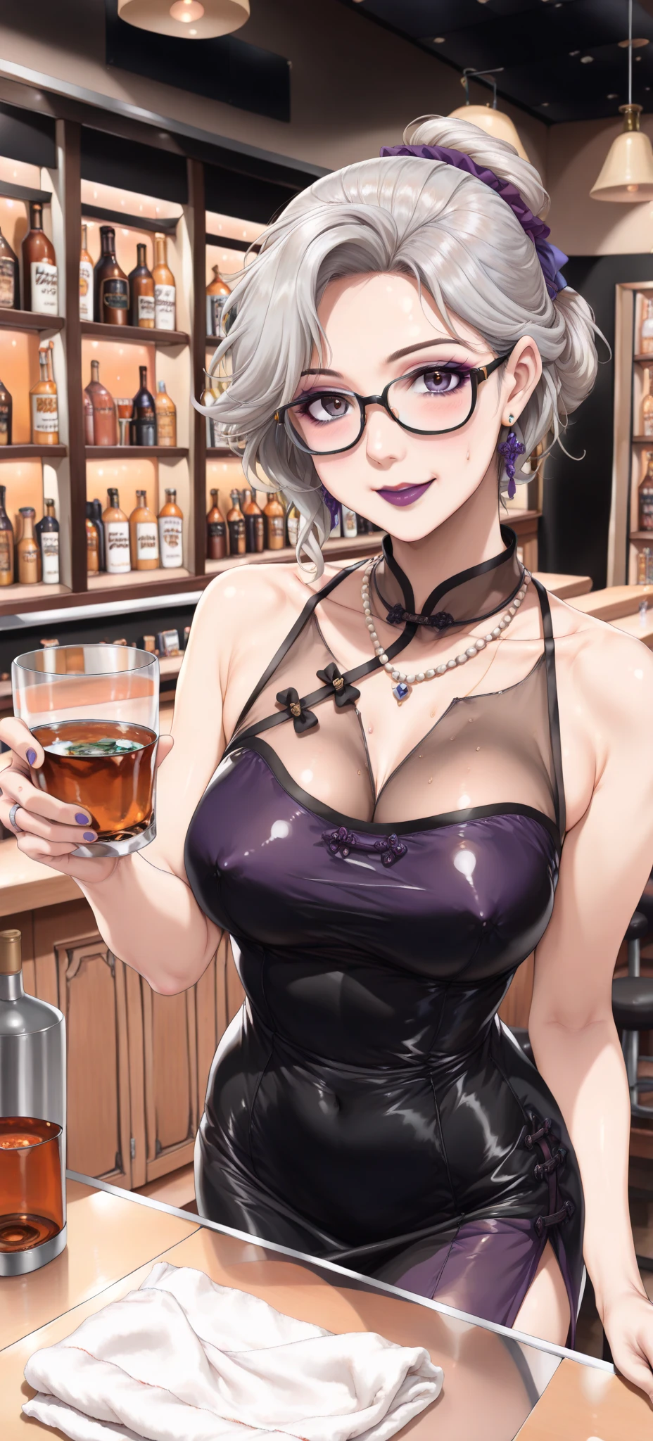 ((((Big nipples))))((((areola))))((((BIG ASS))))((((hentai))))breasts, looking at viewer, blush, multiple girls, 1boy, navel, holding, 2girls, twintails, tail, swimsuit, hetero, grey hair, Bikini, censored, multiple boys, horns, glasses, tongue, pointy ears, armpits, bar censor, black Bikini, colored skin, cover, demon girl, demon horns, cover page, demon tail, doujin cover, duel monster, content rating