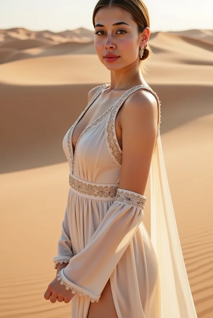 (((best quality))),(((ultra detailed))),(((masterpiece))),illustration,((A beautiful Muslim girl,solo)),((slim,thin)),summer,(in desert:1.3),white headscarf,(white abaya:1.3),radiant smile,fair complexion,sun rays,gentle breeze,elegant attire,vast expanse,golden sand,azure sky,dunes,stillness,graceful elegance,(from back:1.3),(upper body:1.3),(shoulder off:1.2),(bare back:1.3),(towering hips:1.3),(butt crack:1.3)