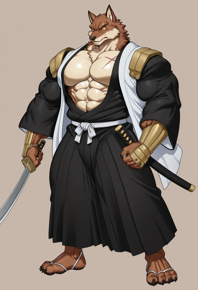 full body image of young afro man with dark skin, with 1,90 m tall and the power to control chains an athletic body. Ele tem cabelos blackws cacheados com uma faixa turbante em volta do cabelo e duas mechas de cabelo cachinhos branco no rosto e olhos blackws brilhantes. Your skin is black, blackw, and her smile is captivating. por uma característica camisa regata branca e um casaco por cima blackw com detalhes em branco e capuz, black and white pants cropped at the knee, with chains, stylish black military boots full of belts and chains,