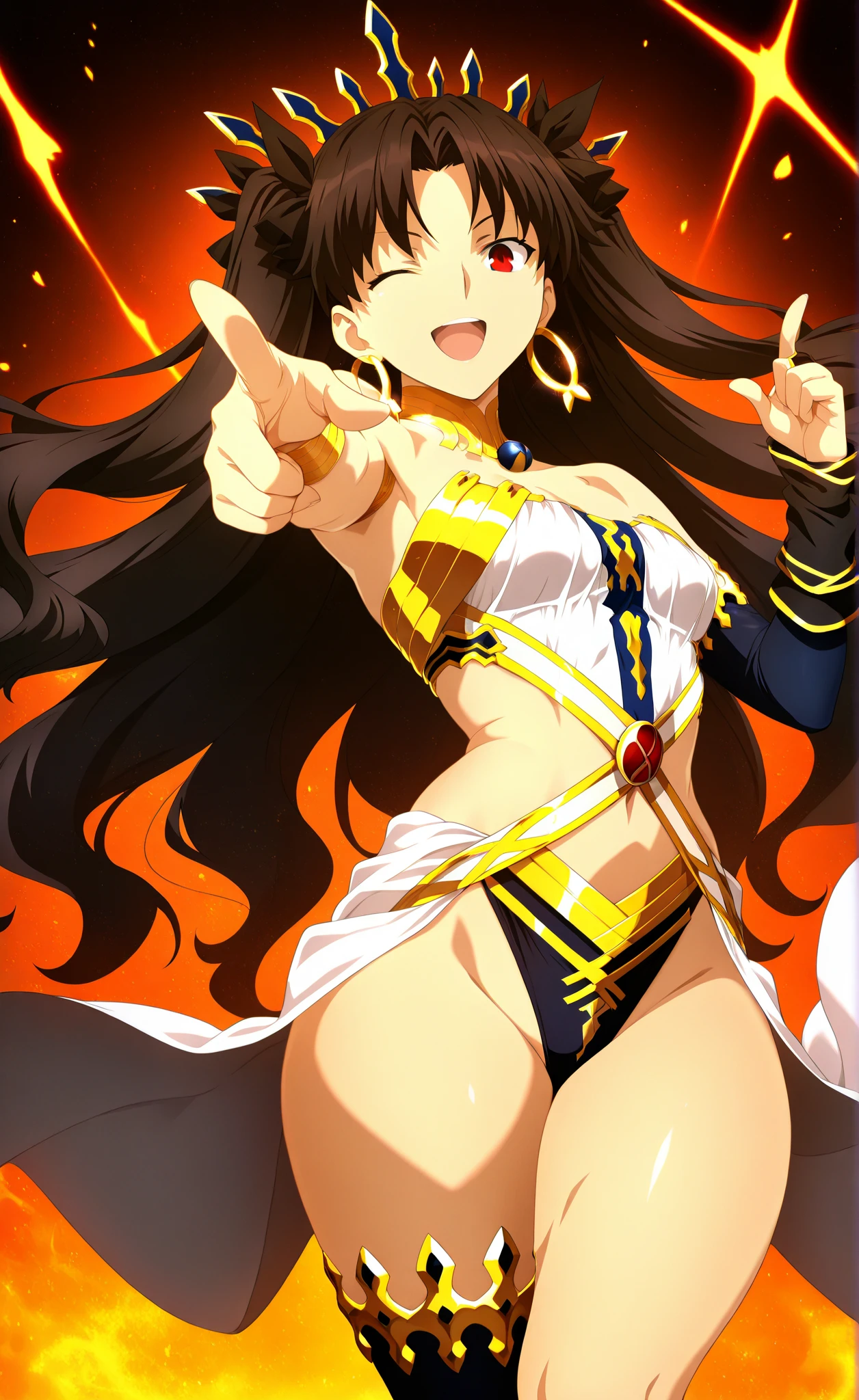 True Face Young smile Place your arms behind your head No sleeve Bikini Armor Lavish Armor Belly button Summer evening countryside Fantasy Beautiful sunset Sexy Armor