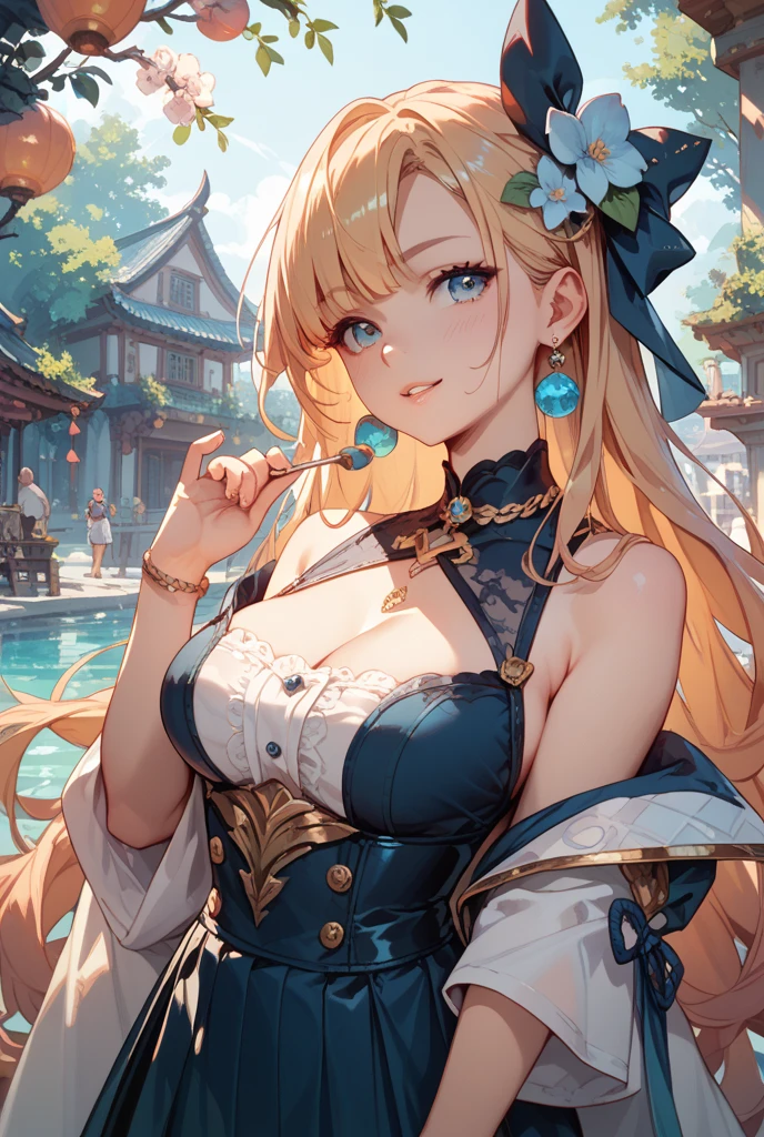 top-quality、Top image quality、masterpiece、girl with((cute little、18year old、Best Bust、Medium bust、Bust 85,Beautiful blue eyes、Breasts wide open,Blonde long hair、A slender、Black samurai costume、Serious face,On the waist2Japan sword of the book、Fluttering hair、Monochrome color scheme))hiquality、Beautiful Art、Background with((New York City)),masutepiece、Elaborate design、visualart、depth of fields、The best lighting、highestdetailed、8k,Super delicate、A short distance away、Monochrome world、Kurosawa World