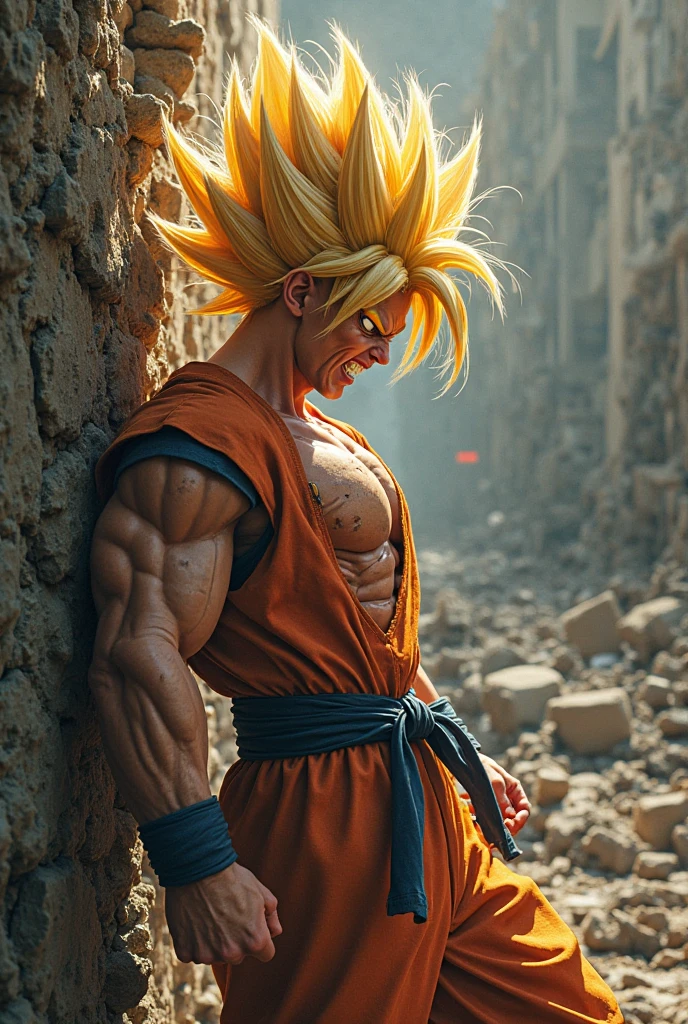 Masterpiece Goku super sayayin 3 full body, wide-angle ñ figure in 3 D, calidad 23K. Photograph 50mm, apertura F2.5. Sugerencias: no borroso, ni extremidades extra, ni extremidades flotantes, ni ni extremidades fusionadas, no feo, ni mal arte --auto