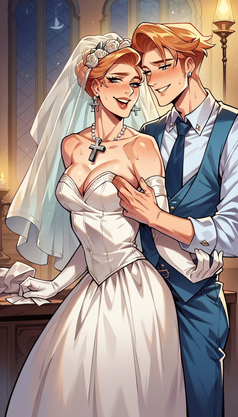 Photo of a hot and sexy tall busty BLONDE bride with a small son (Shota) having sex in a church , A nine-year-old boy penetrating and holding Bride grabbing her chest in the church , son penetrating her with his erection (agarrar) ((agarrar el pecho)), Sexy Bride in mini dress in church showing her tits, Modelo Mujer Latina Alta novia hermosa , La mejor calidad, ojos expresivos, Cara perfecta, sexy bride and her little son having sex in church , Son penetrating topless mom bride with his erection , Mom bride topless in the church wet and moaning