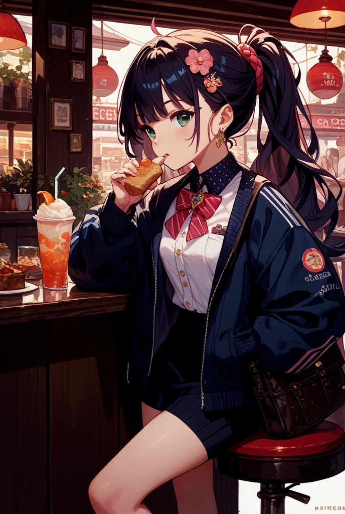source_anime, score_9, score_8_up, 1girl, solo,  <lora:persona4_kujikawa_ponyXL:1> kujikawadef, twintails, yasogami school uniform, black serafuku, yellow neckerchief, long black sleeves, black skirt, houndstooth, black thighhighs, bored, sitting, sofa, beer can, open mouth, burp, controller, mess, chips bag