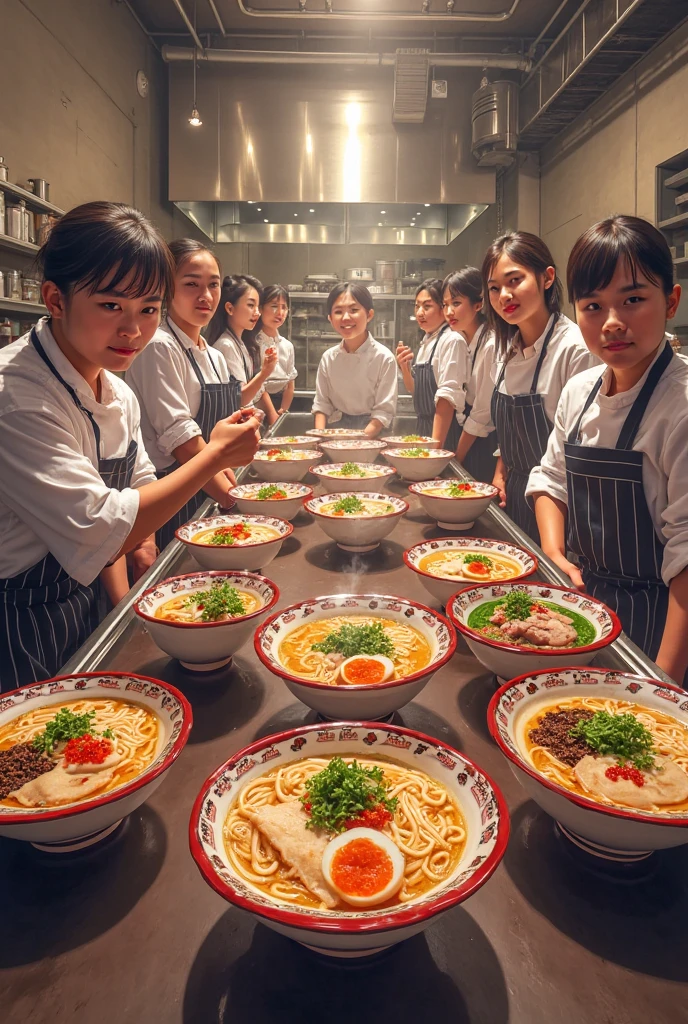 Located on the 180th floor of Shanghai Tower，Five delicate cute little girls with upturned asses，junior school student，Cook in an upscale open kitchen