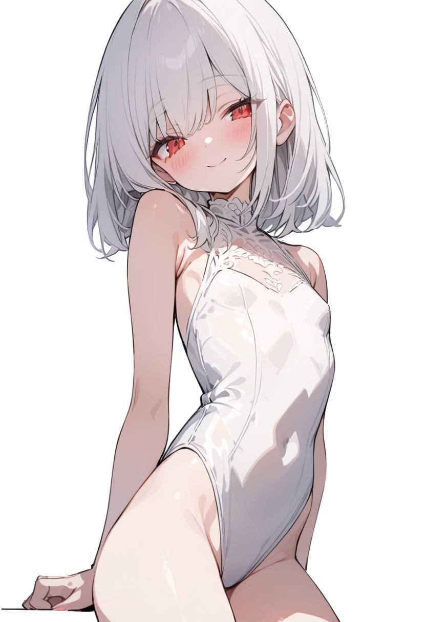 (muste piece), (best quality), very detailed eyes, expressive eyes, perfect face, very detailed face, highly detailed face, beautiful girl, 8K, beautiful girl, white background, delicate and beautiful face and eyes, dark intense shadow,
1 girl, vtuber style, cool girl, hololive, Nakiri Ayame, oni horns, short hair, sailor bikini, small chest, cropped shoulders, clavicle, one eye close winking, smile, body visible through clothes, chest visible through clothes, ass visible through thighs, (full body), sitting, open legs wide,