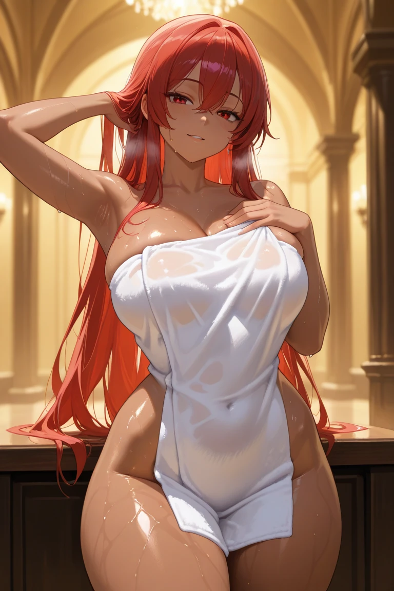 medieval style slingshot costume、expression of emotions、inside the castle、side boob、thin clothes、landscape illustration、Soggy body after taking a shower、Wet and transparent clothes、pink clothes、Too sexy outfit、Tearnote Yoko, 22 years ago、long slit costume、Clothes that are loose around the chest、small breasts、High resolution
