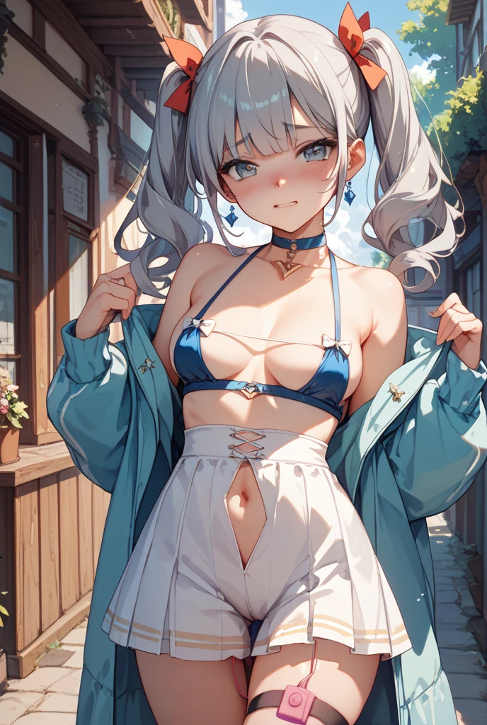 Silver-haired girl drawn in high resolution Japanese anime style、whole body、Women in white bikinis taking photos on a deserted beach, model bikini, , Young and cute gravure idol, Posing together in bras, Russian and Japanese mix, sakimichan, Asian woman, Wear a swimsuit, that'that'that'that'that'that'that'that'that'that'that'that'that'that'that'that'that'that'that'It's hot with the shining sun, Japanese Model, Cute Core, sakimichan hdri, Young Gravure Idol, Chubby