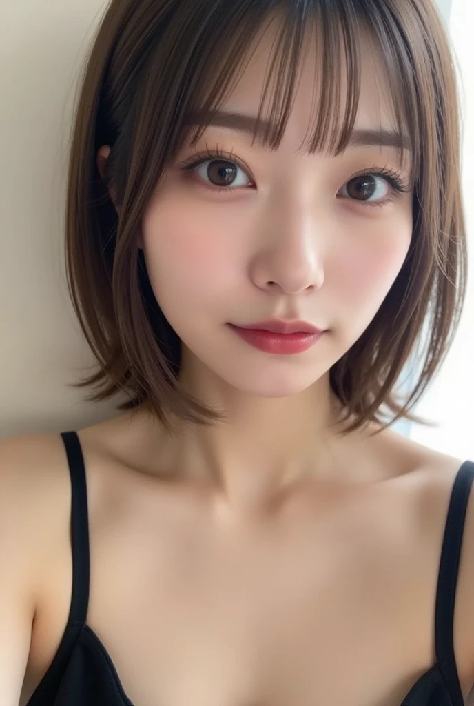 (8K, Raw photo:1.2),Detailed face and eyes,Best Quality, 超A high resolution, Highly detailed ,intricate detailes ,masutepiece ,Cute Girl , Soft cinematic light, Hyper-detailing,Sharp Focus, High quality,a blond, bob cuts, NSFW,Camisole, tits out,pantiy