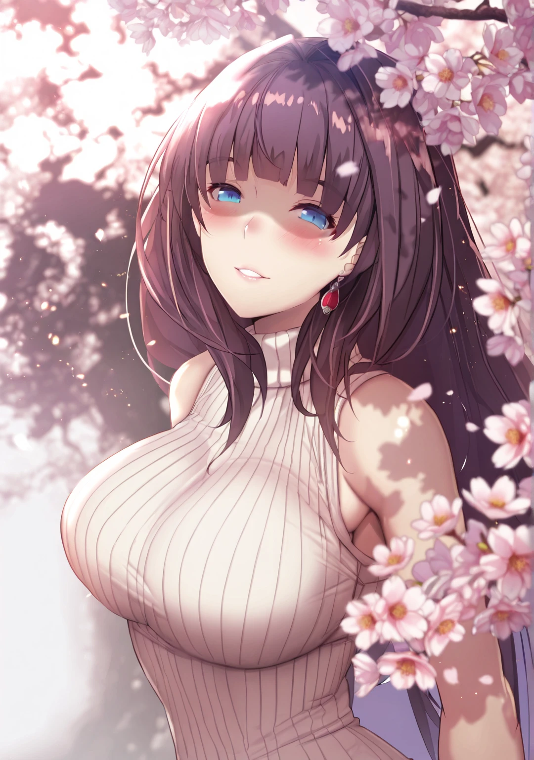 Amazing Chitanda, There is only one beautiful girl,Purple Eyes, Black Hair, Very red face,Very white skin,Glowing skin,Skin as delicate as porcelain,Naturally straight hair, Straight bangs,Extremely refined,Open lips,Long flowing hair,Beautiful Girl, Like a dream,Slim,Slim waist,soft, (sensuous), (Kawaii), Dream quality,Beautiful big breasts,Sheer loose dress,areola,Completely naked,Lower edge of breast,White gloves,Flower decoration,Deep V neckline,Loose neckline,White lace-up,Wide neckline,In school,look up,Place your hands on your inner thighs,Thighs clamp hands,Wet skin,Sweaty and sweaty,Sweating all over,it is raining,Next to the cherry blossom trees,Back to,Lean over,Hips,Side body,Gluteal groove,Completely naked buttocks,Bare back,Completely naked back,Light transmission,(no pants),nopan,pussy juice,Bare shoulders,There are no shoulder straps,Bare neck,Exposed collarbone,Exposing breasts,Exposing breasts side,Exposing breasts,Show your waist,Show your buttocks,Show your thighs,Exposing the groin,(No pants),extremely shy,Ultra-high resolution, (masterpiece:1.2, best quality), (Delicate and beautiful eyes: 1.2), (Beautiful and delicate face)