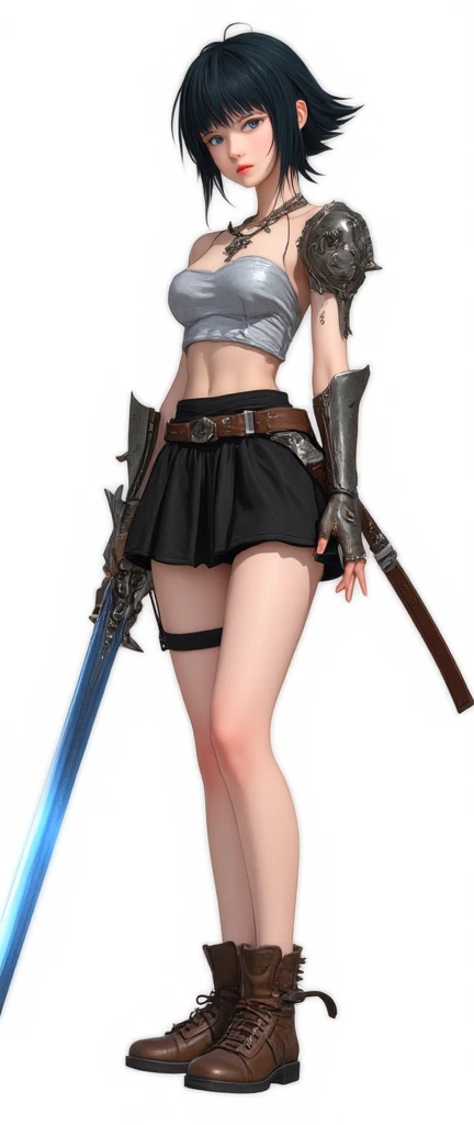 There's a woman in a short skirt holding a sword, estilo final fantasy 14, traje de fantasia, Final Fantasy 1 4 Captura de tela, FFXIV, Tranding no PXIV, Final Fantasy 14 afiado, Pose de spellcasting, Final Fantasy 1 4, personagem de final fantasy, Final Fantasy XIV, ffxiv heavensward, Final Fantasy 1 2 estilo, jrpg moda
