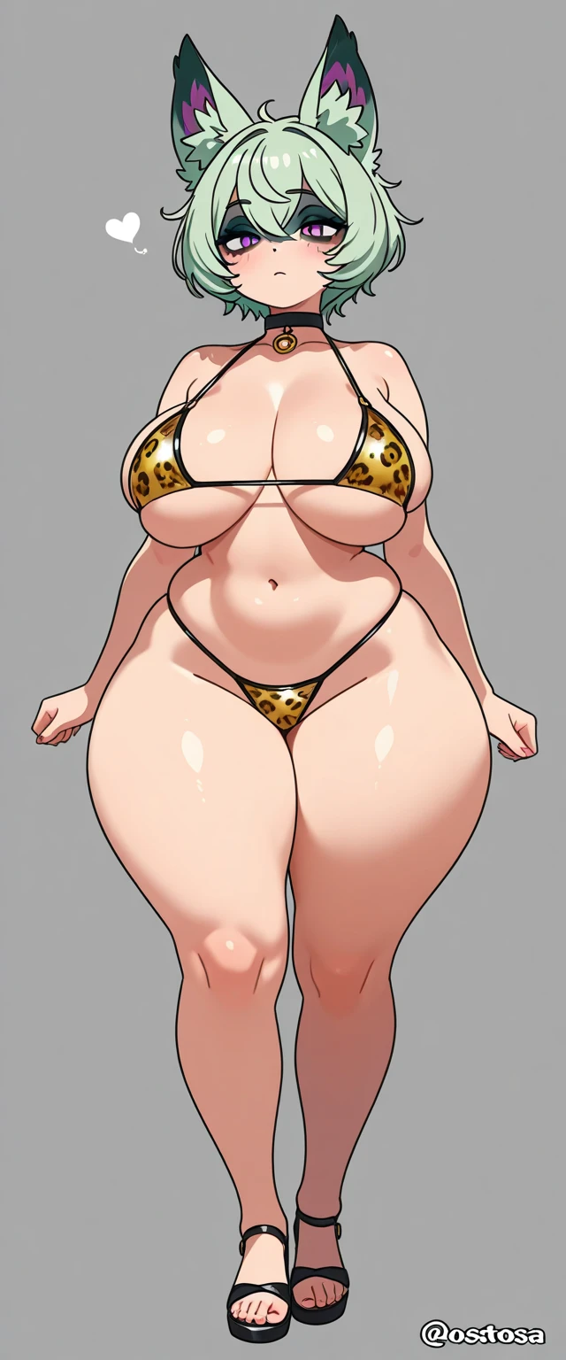 1girl, anthro furry wolf, plus size, busty, wide thighs, full body, black curly hair, black bikini, high resolution, photorealistic, cute looking, detailed realism, detailed grey fur, 4k, soft, big butt, close up