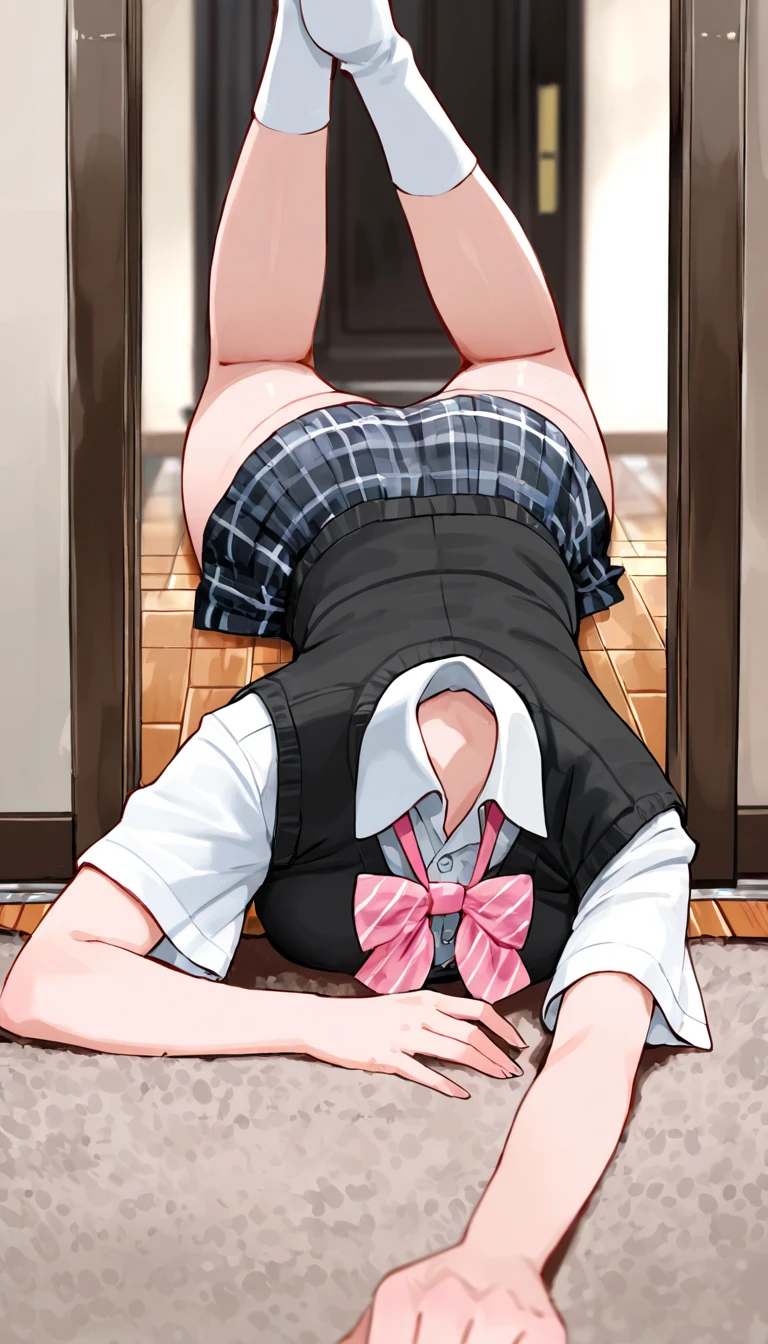 A beautiful schoolgirl got on all fours and turned her back, a man touches her ass, girl crying, girl on the bed, a man's penis is ready to enter a girl