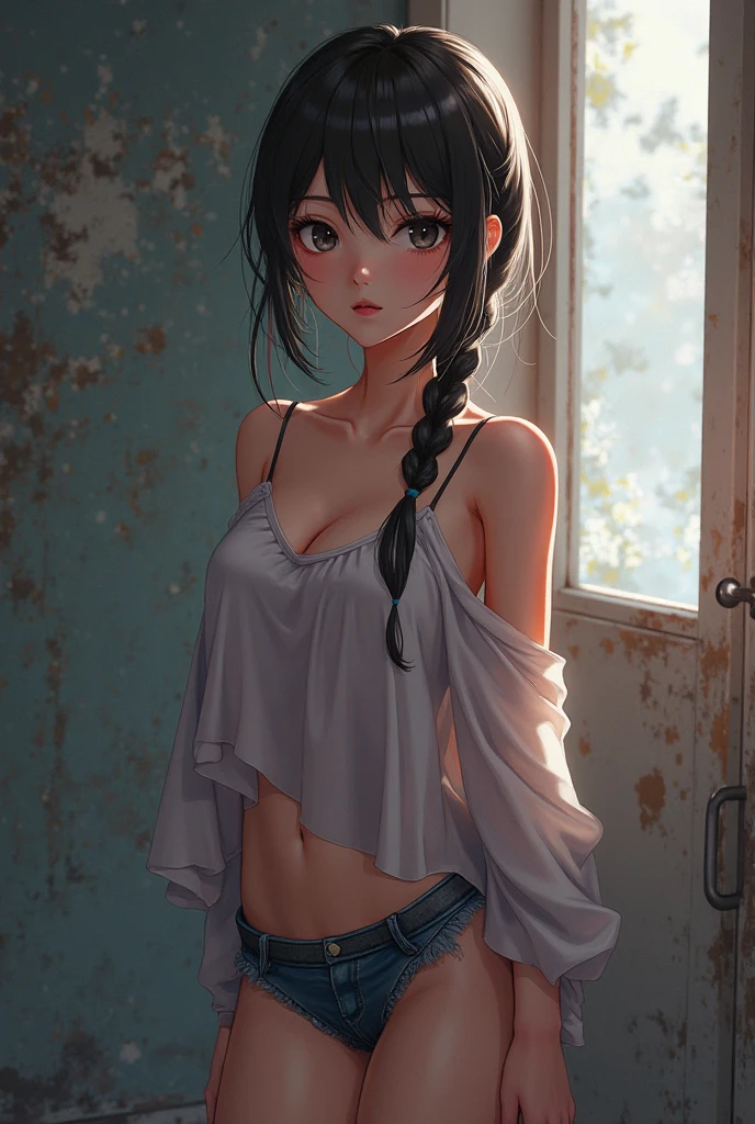 1female，age 5，bit girl，Small loli， 独奏，（Background with：Cherry blossom forest，ln the forest，Ground area water） She has short wood-colored hair，Twist braids，seen from the front， hair straight，，（（（tmasterpiece），（Very detailed CG unity 8K wallpaper），best qualtiy，cinmatic lighting，detailed back ground，beatiful detailed eyes，Bright pupils，Blue eyes，Snow-whiteskin，Redlip（Very fine and beautiful），（Beautiful and detailed eye description），ultra - detailed，tmasterpiece，））facing at camera，A high resolution，ultra - detailed），revealing breasts，Bare genitalia，  Bulge，legs are open，Raised sexy，Camel toes，Flushed complexion，Desire for dissatisfaction，frontage，elementary student，komono，Bare genitalia，Bare