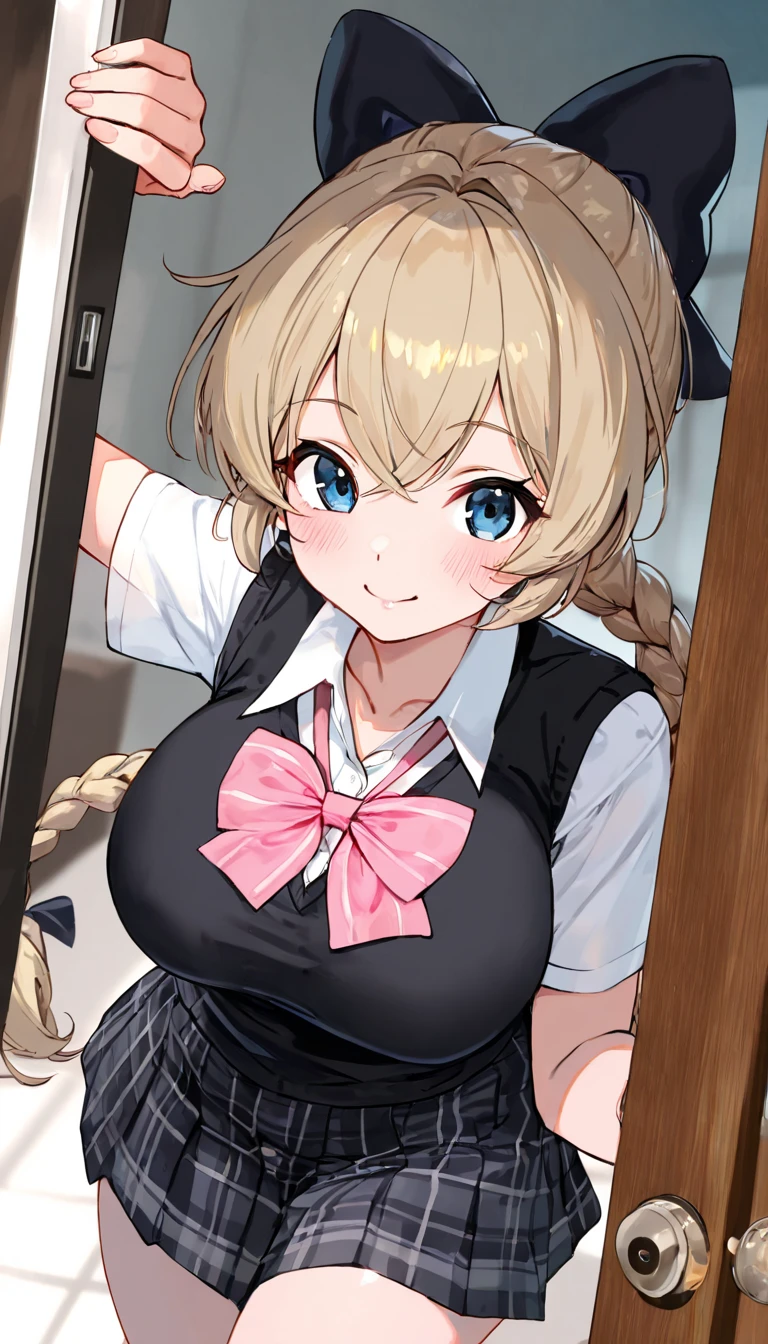 (masutepiece, Best Quality, Perfect Anatomy, High quality:1.4), nice hand, Perfect hands, Detailed beautiful hands, Large_filesize, fulcolor, hight resolution, symmetric, exceptional, Best aesthetic, newest, Anime, very beautiful detailed body,The hair,faces,The eye,BREAK,
1 beautiful girl, girl with, (Cute:1.5),(Chibi:0.5),(kawaii:2.0),(:2.0),(18 year old girl), (hard nipples through shirt), (huge perky breasts:1.65),(Ahoge,High Ponytail,Blonde hair, blue bow, Green eyes,eyebrows visible through hair,side locks,Parted bangs,Long hair, Hair Flower, Hair Ornament, Big ribbon in the hair, Curly hair,Bow:1.4),:el,White feathers, one white winged, Angel wings,Spread wings, Glowing wings),pitt \(??? Icarus\),gleaming skin, Clear skin, shining beautiful skin, Open mouth,Smile, Solo, tusk, Upper teeth,(long eyelashes, Double eyelids:1.2),Solo,gleaming skin, Clear skin, Beautiful skin,(best quality face),(Top quality glowing eyes),(The best smile,Doya face:1.45), BREAK,
turtleneck poncho cape,
Cozy turtleneck poncho cape in neutral tones like gray and camel,
Add flair with fringe and asymmetrical hem,
Pair with skinny jeans and knee-high boots、Enjoy a comfortable and stylish fall look。,
Break Break ,(plein air),
( Landscape background :1.3) ,
(A very beautiful woman seen from the entrance :1.3) ,
(the woman arrived home :1.3) ,
(opened the entrance door :1.4),
(SWAT standing:1.3),
(the i'full of shyness :1.4),
(timid :1.2) ,
(upward looking gaze :1.2) ,
Looking Up ,
From above ,depth of fields,
BREAK,wakame,wakame,wakame,(Cowboy Shot:1.4),
BREAK,(Blurry background:1.3),(absurderes, hight resolution, Super Detail Art),cel shading,Clear Color, Lonely optical effect, Beautiful pictures, Bright glow, mystic atmosphere,(Close-up of girl:1.1), Mystical light particle effect,manga influence, clean line drawings,