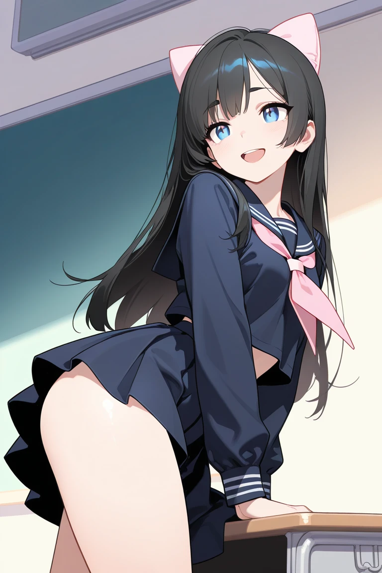 Sailor suit girl,Black Hair,bangs,Butt,lure,Short skirt