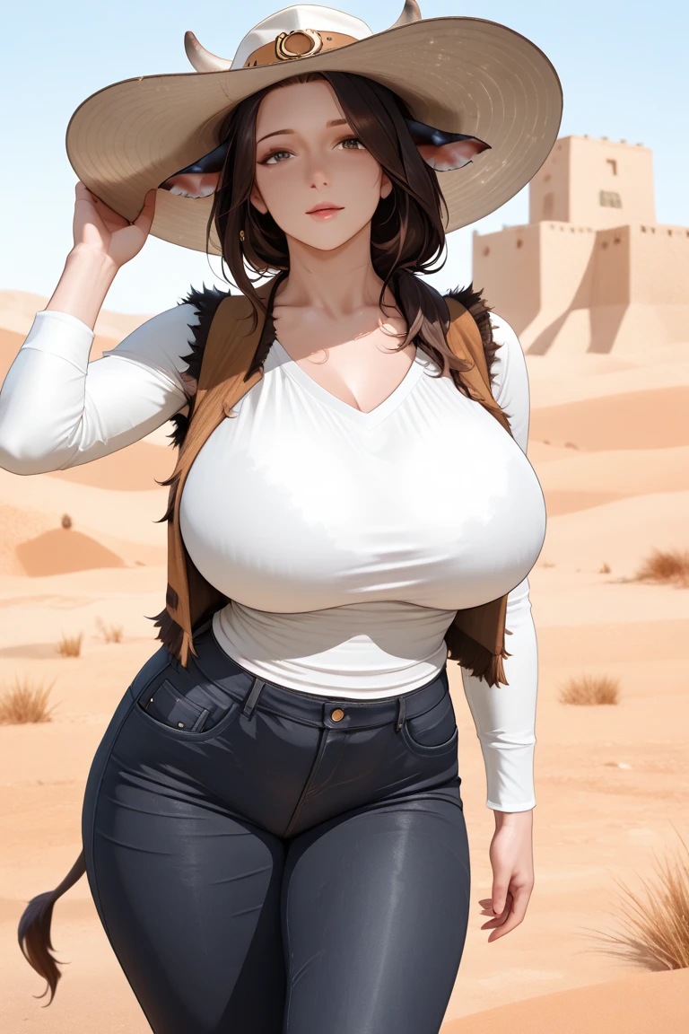 Woman standing, (naked), pubic hair, milf, desert background, big breast, blue eye, (busty), best quality, high resolution, blush, sad smiling, 1 girl, mature female, Beautiful Finger, Beautiful body, Beautiful Nose, perfect eyes, perfect face, looking at viewer, showing her pussy, embrassing, masterpiece, sweating , orgasme, belt, rings, cowboy hat, rose tattoo