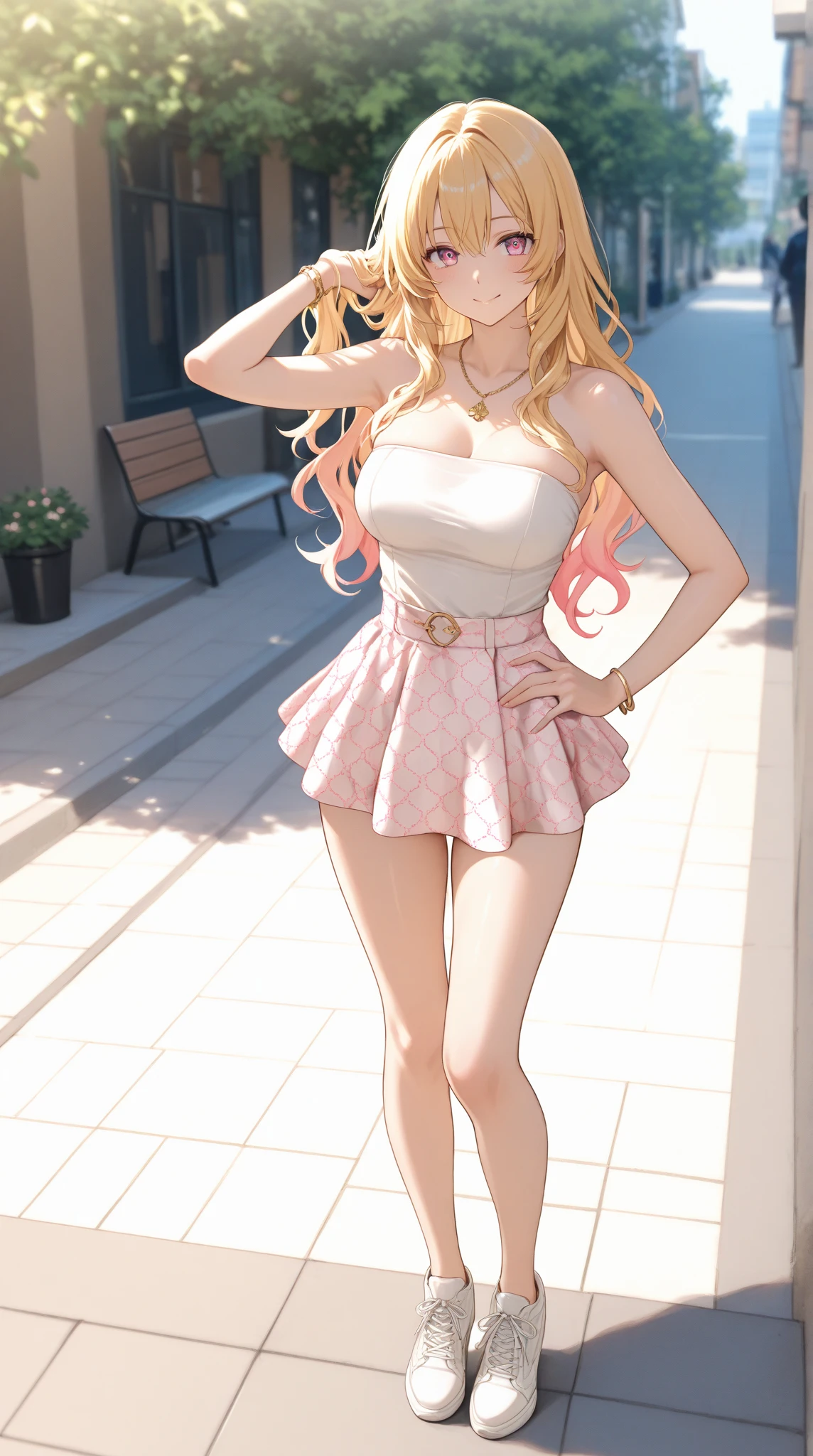 ​masterpiece, top-quality, kaede, 1girl in, ((medium breasts, small head)), Sunlight, Sunlight, (Perfect body: 1.1), (年轻), ((short wavy hair: 1.2)), Choker, Full body shot, Crowded streets, (Tight wet crop camisole top (Wearing a white see-through)), (Mini skirt)), (Highly detailed CG 8K wallpaper), (Very delicate and beautiful), (masutepiece), (Best Quality: 1.0), (Ultra high definition: 1.0), Beautiful lighting, hard , mecosuji, Perfect Lightning, Pulling skirt, ((Skirt flipping))、Realistic Shadows,NSFW、(Show off your panties)、 [High resolution], Detailed skin, super detailed, Thighs open, one leg up, Squat on the floor, white thigh highs, White high heels, large earring, thighs thighs thighs thighs, Nipple unevenness, Beauty marks, Angle from below